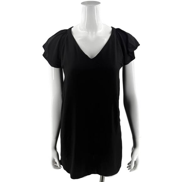Old Navy Womens Dress Size Small Petite Black Tunic Mini Flutter Sleeve Solid - Picture 1 of 6